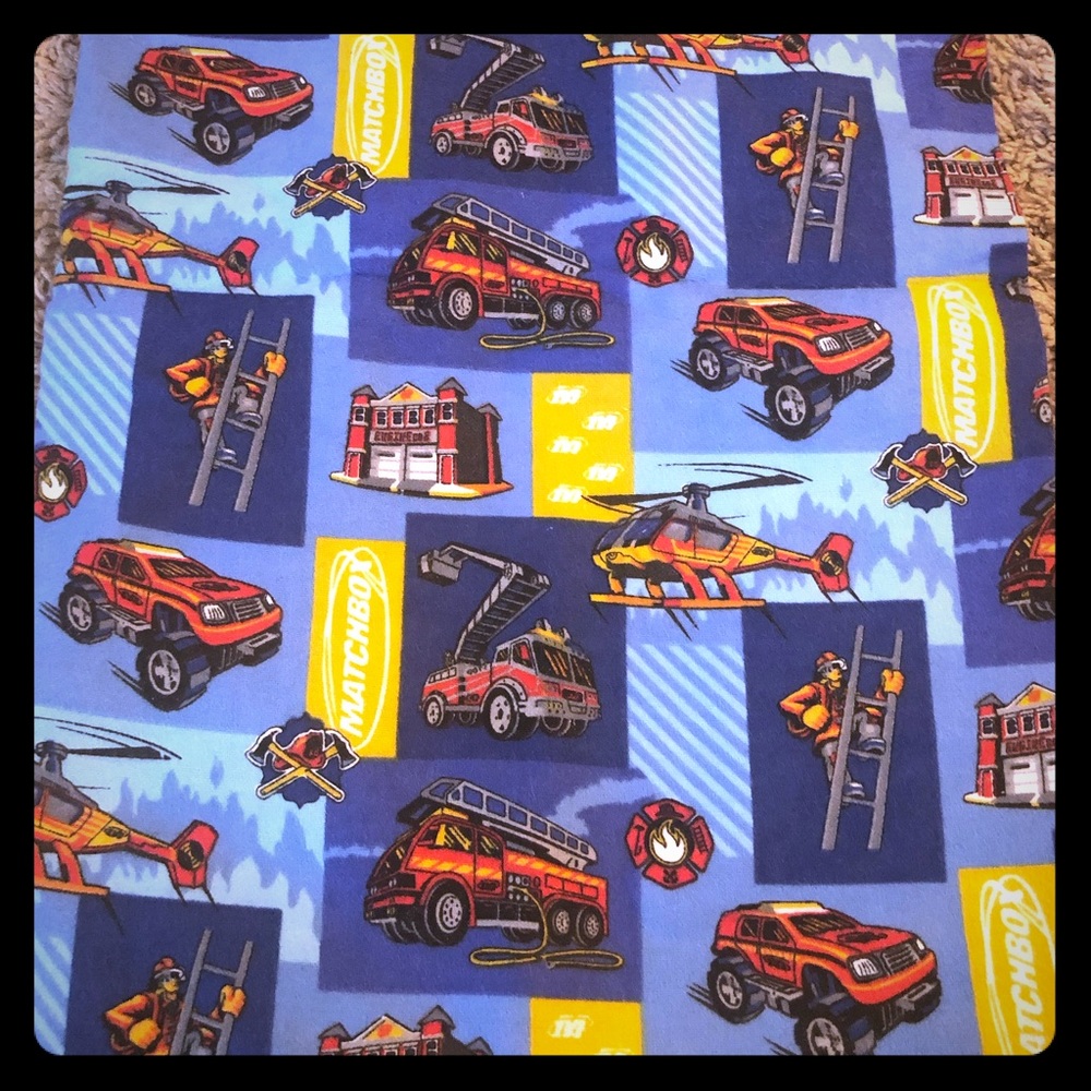 💛 1 Yard of Matchbox Firefighters Flannel Fabric
